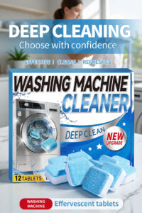 Washing Machine Cleaner Tablets 12-pack washing machine cleaner tablets in cardboard box