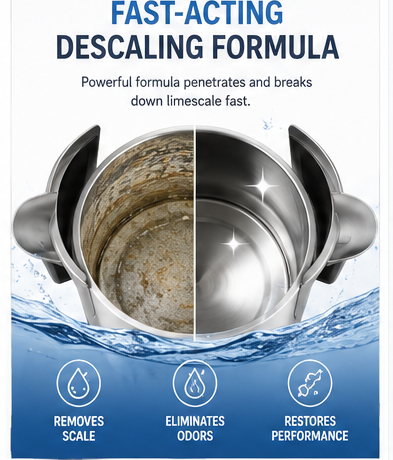 Kettle descaler removing limescale from a kettle