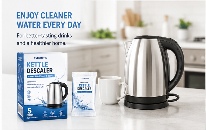 Kettle descaler powder with packaging and electric kettle