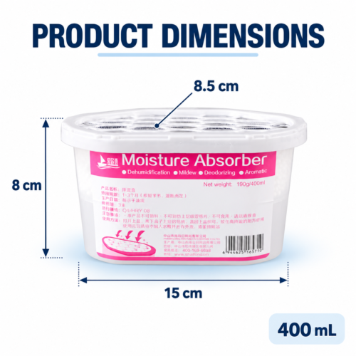 400 mL moisture absorber box dimensions: 15 × 8 × 8.5 cm