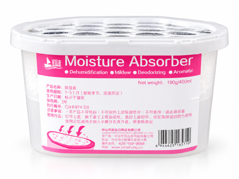 400 mL disposable moisture absorber box with calcium chloride for wardrobes and bathrooms